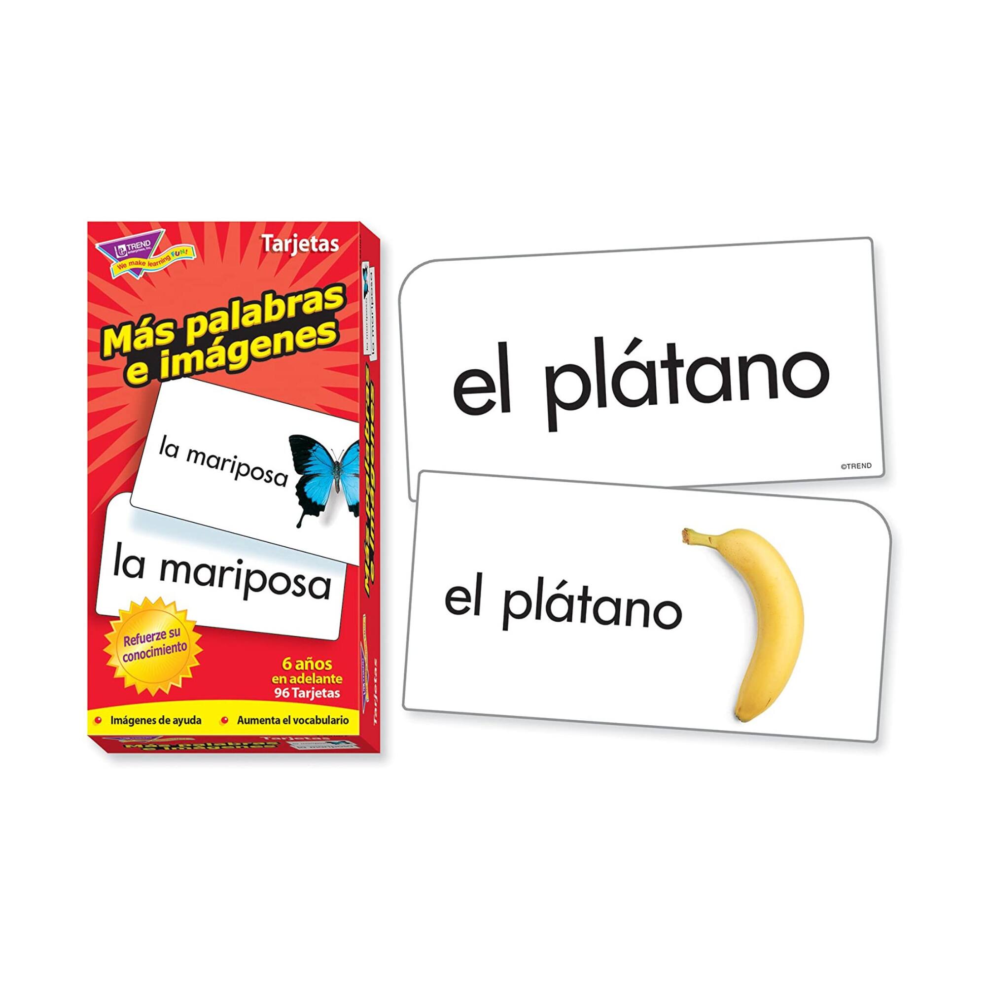 Trend Enterprises® Más palabras e imágenes (SP) Skill Drill Flash Cards
